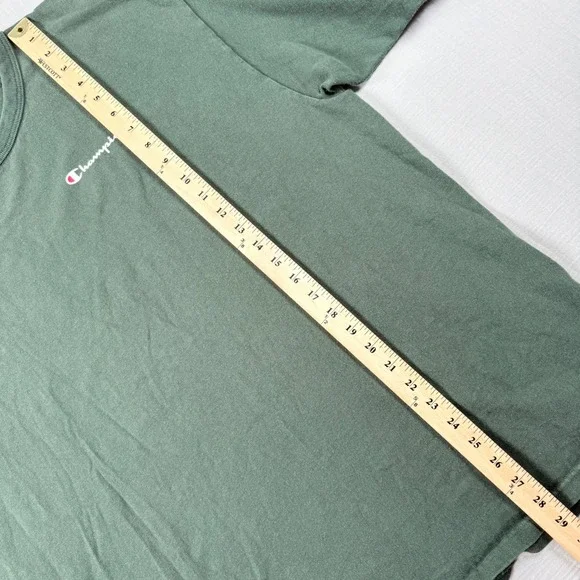 Champion Mens XXL Short Sleeve T-Shirt Sage Green Script Logo Crew Neck Tee - Picture 5 of 6